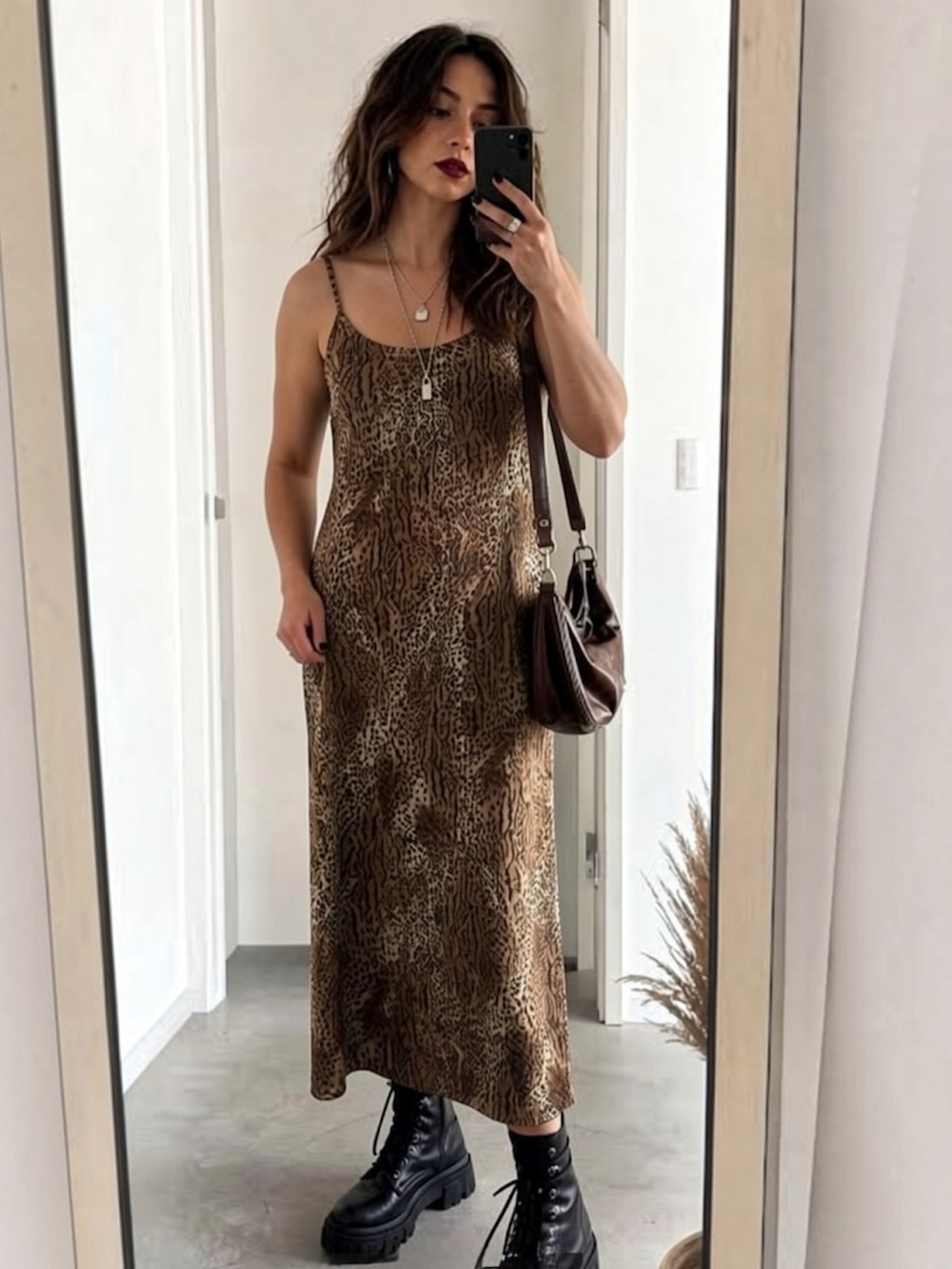 90s Y2K Leopard Animal Print Slip Dress Mob Wife Grunge Indie Sleaze Chic Maxi
